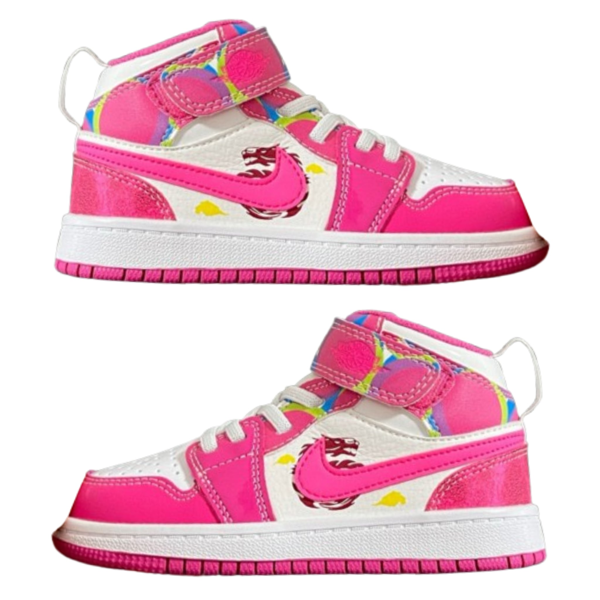 Air Jordan 1 High Top Velcro Kids Dark Pink | אייר ג'ורדן ילדים