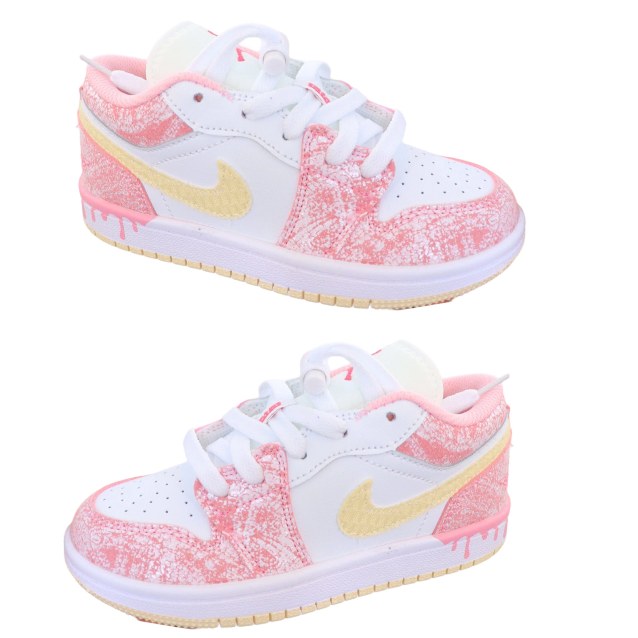 Air Jordan 1 low Top Elastic Buckle Kids White Light Rose | אייר ג'ורדן ילדים