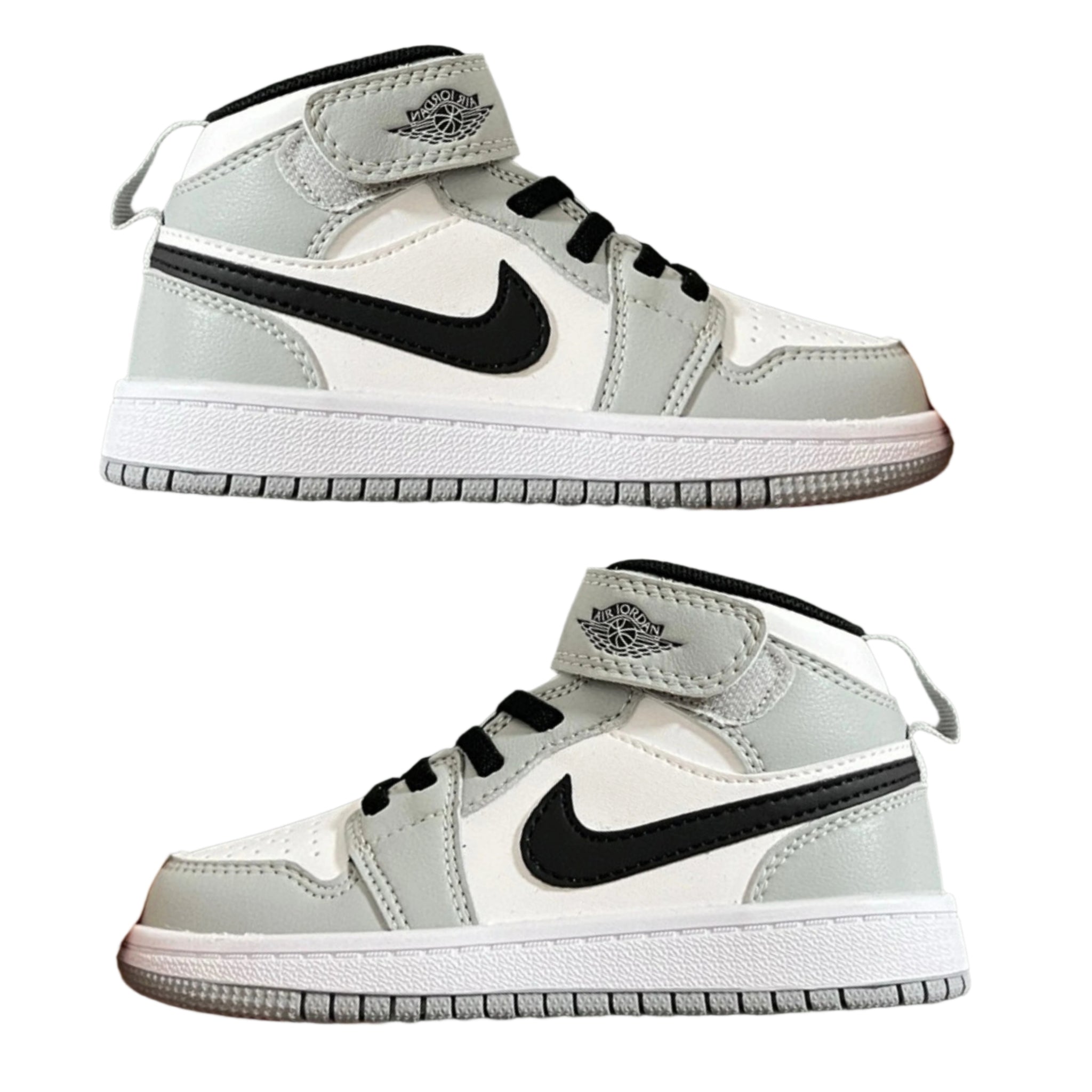 Air Jordan 1 High Top Velcro Kids Gray White | אייר ג'ורדן ילדים