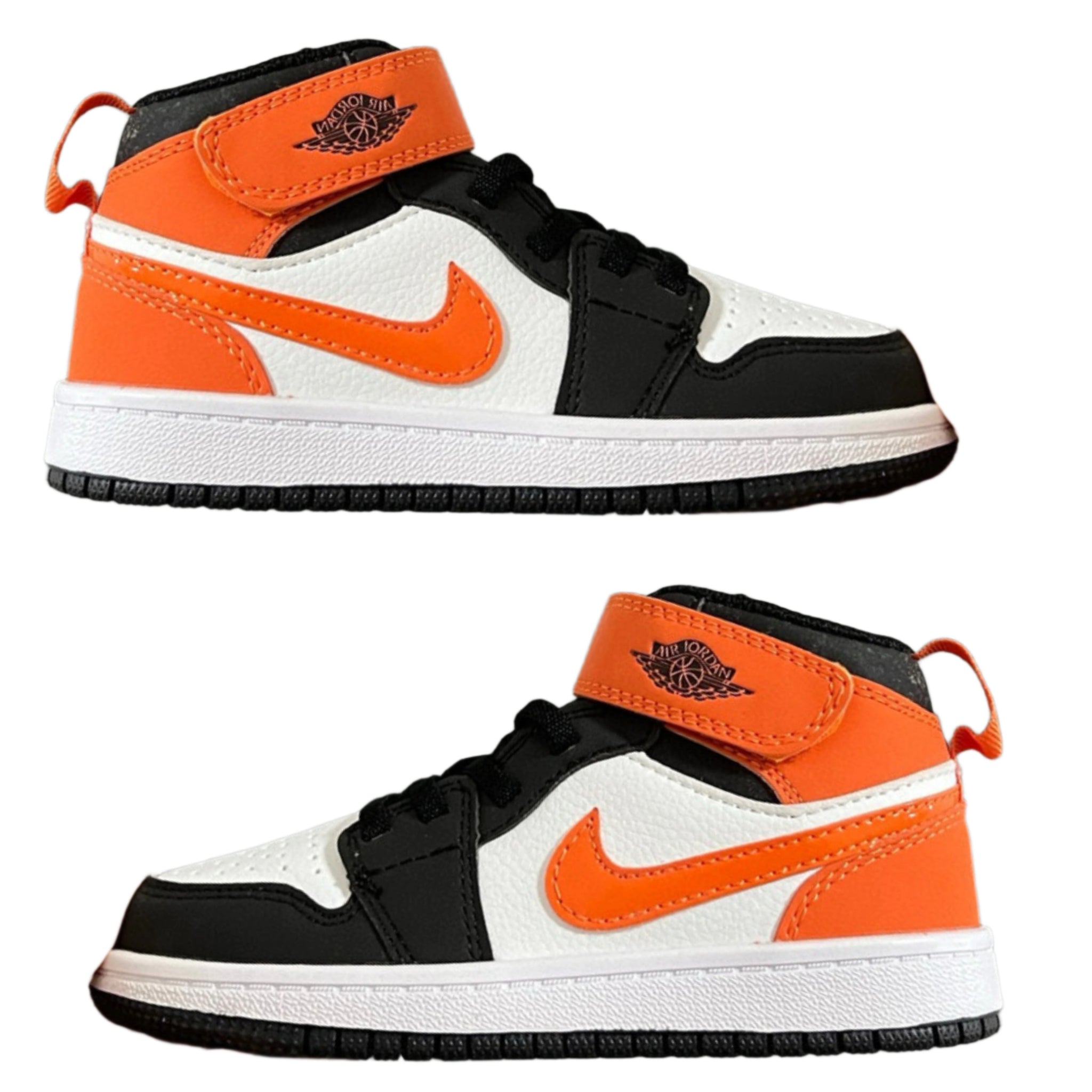 Air Jordan 1 High Top Velcro Kids Orange Black | אייר ג'ורדן ילדים - SneakeSpot