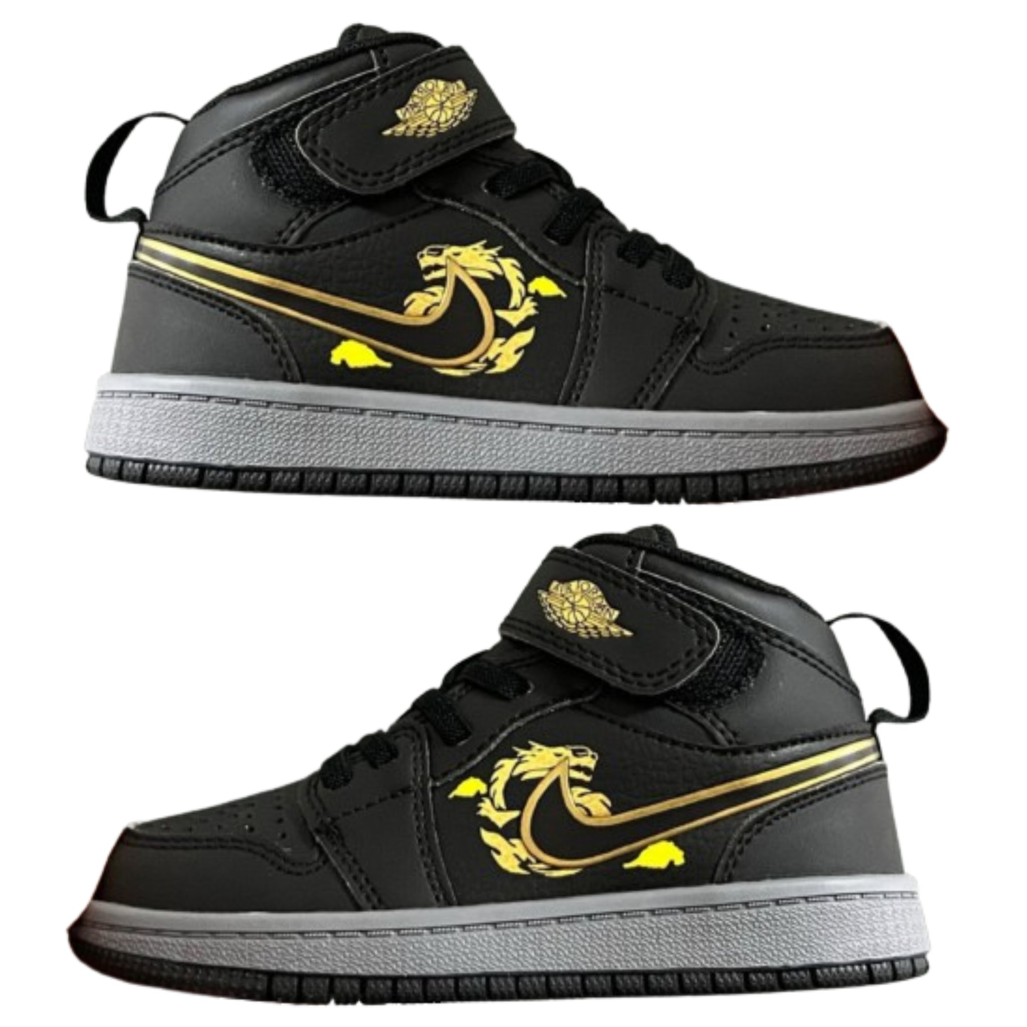 Air Jordan 1 High Top Velcro Kids Black Yellow | אייר ג'ורדן ילדים