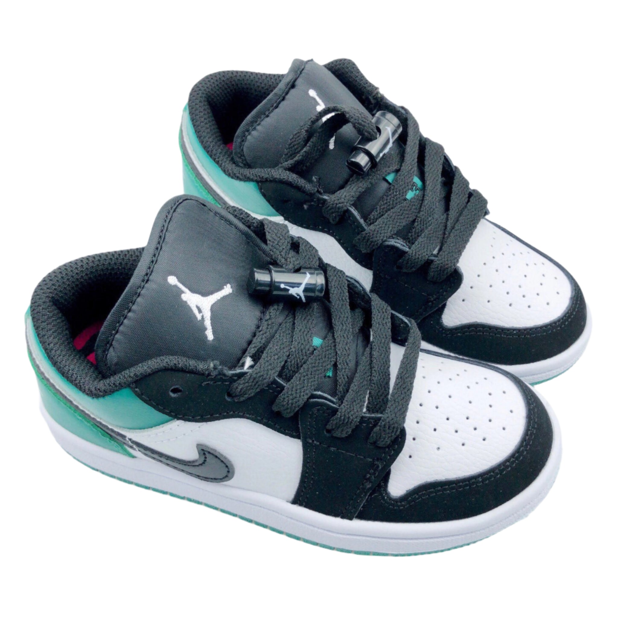 Air Jordan 1 low Top Elastic Buckle Kids Black Sea Green | אייר ג'ורדן ילדים