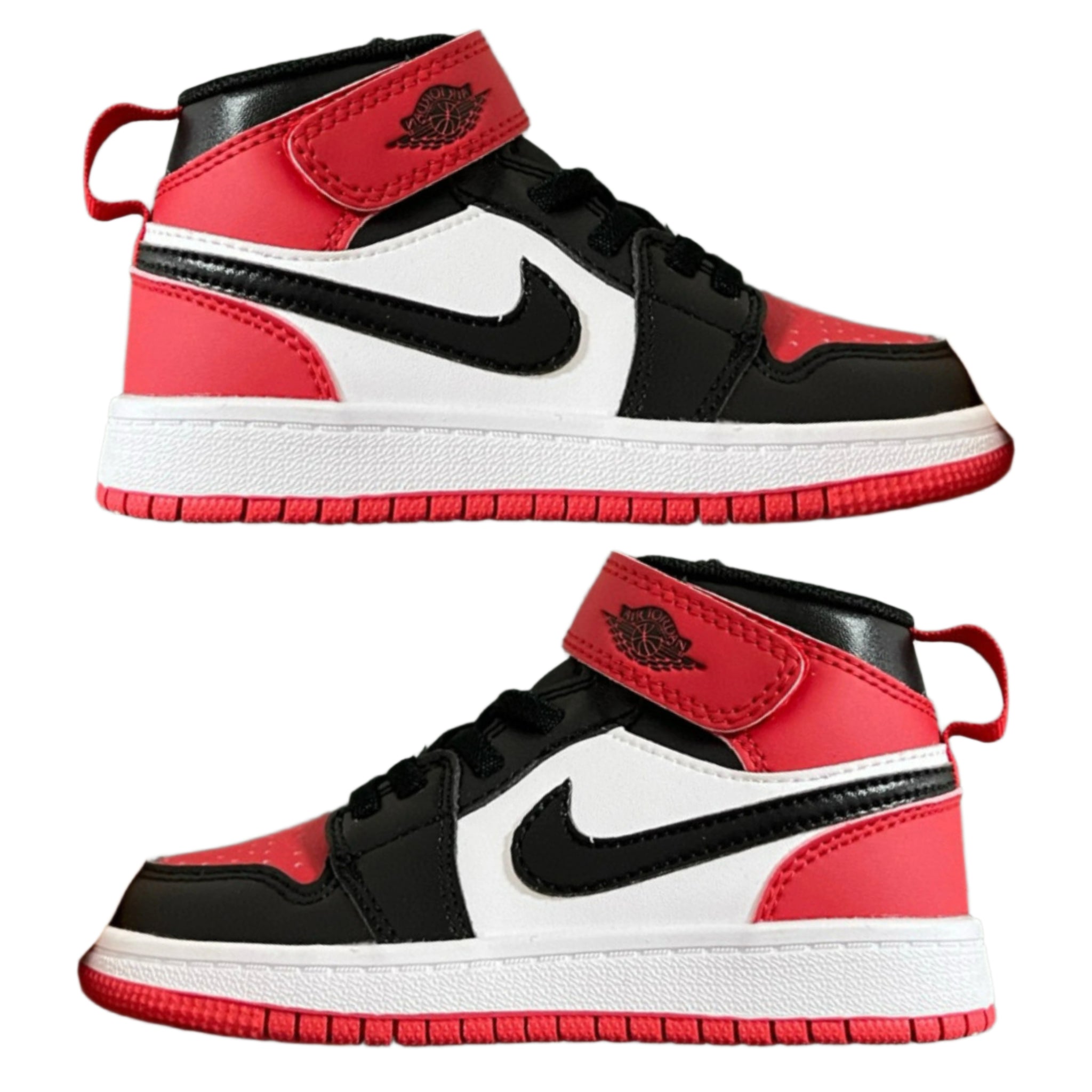 Air Jordan 1 High Top Velcro Kids Red Black | אייר ג'ורדן ילדים - SneakeSpot