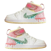 Air Jordan 1 High Top Velcro Kids White Green | אייר ג'ורדן ילדים - SneakeSpot