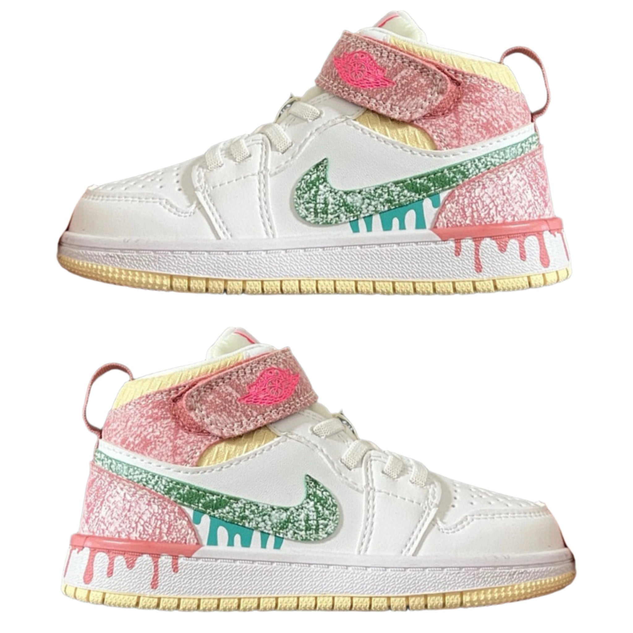 Air Jordan 1 High Top Velcro Kids White Green | אייר ג'ורדן ילדים - SneakeSpot