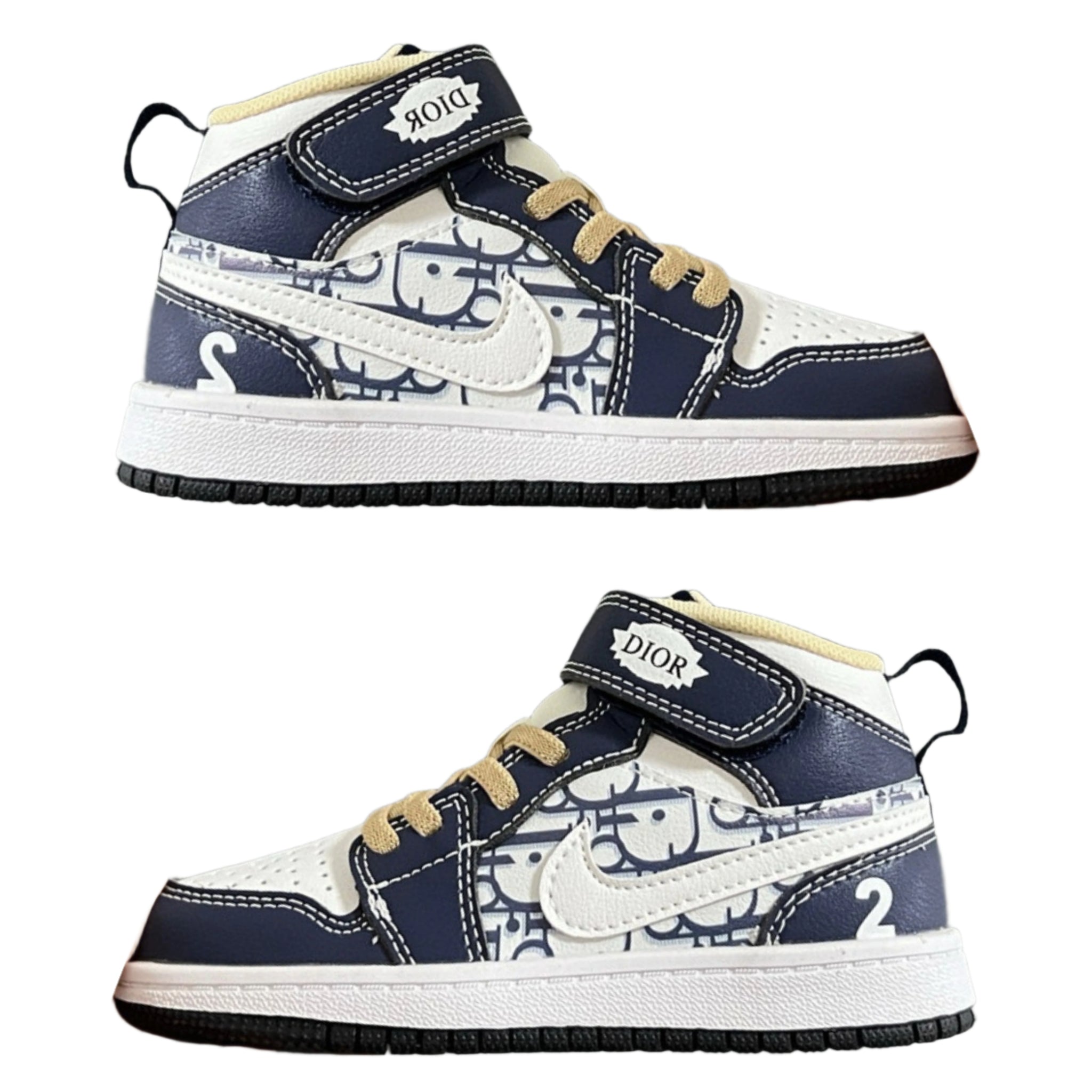 Air Jordan 1 High Top Velcro Kids White Dark Blue | אייר ג'ורדן ילדים