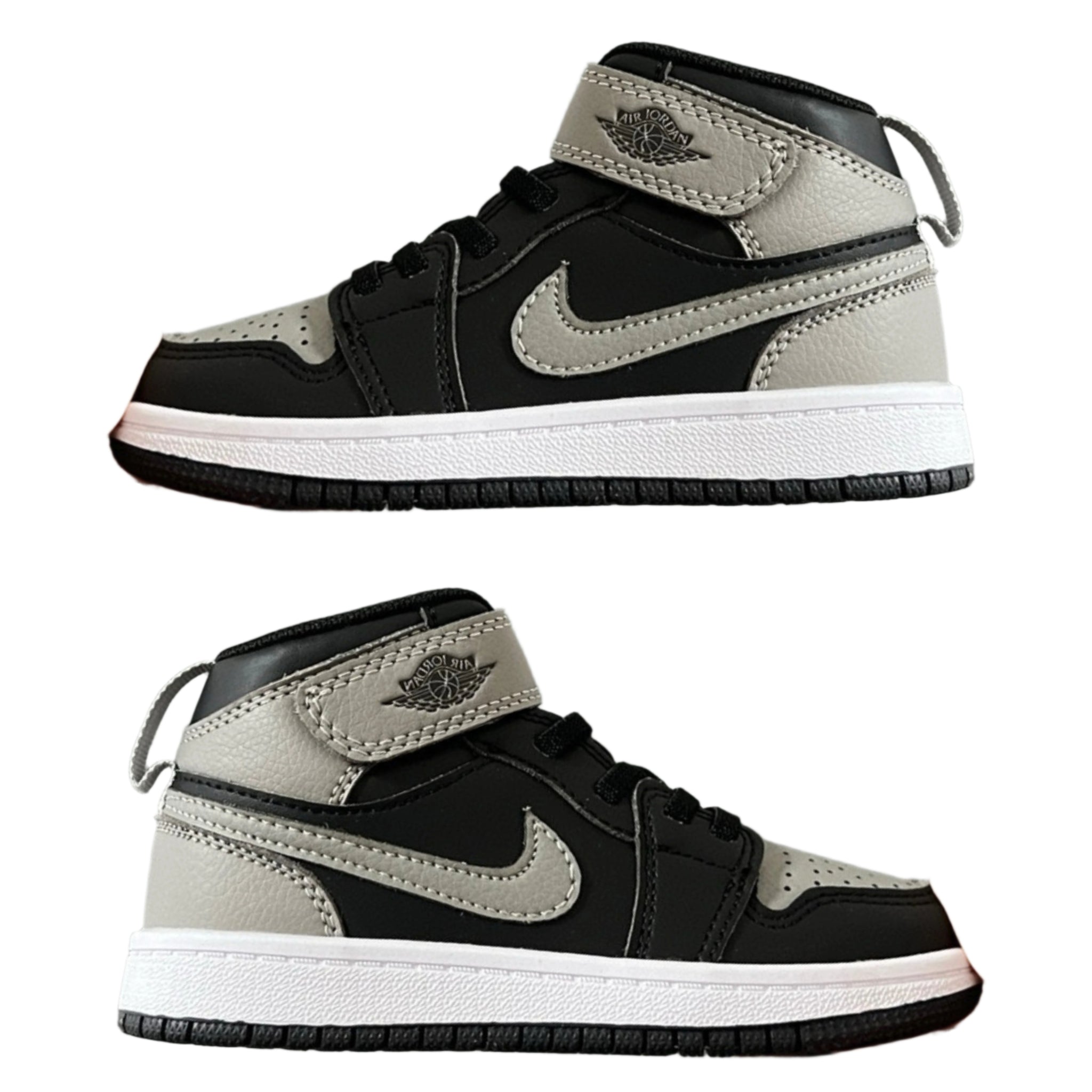 Air Jordan 1 High Top Velcro Kids Gray Black | אייר ג'ורדן ילדים - SneakeSpot