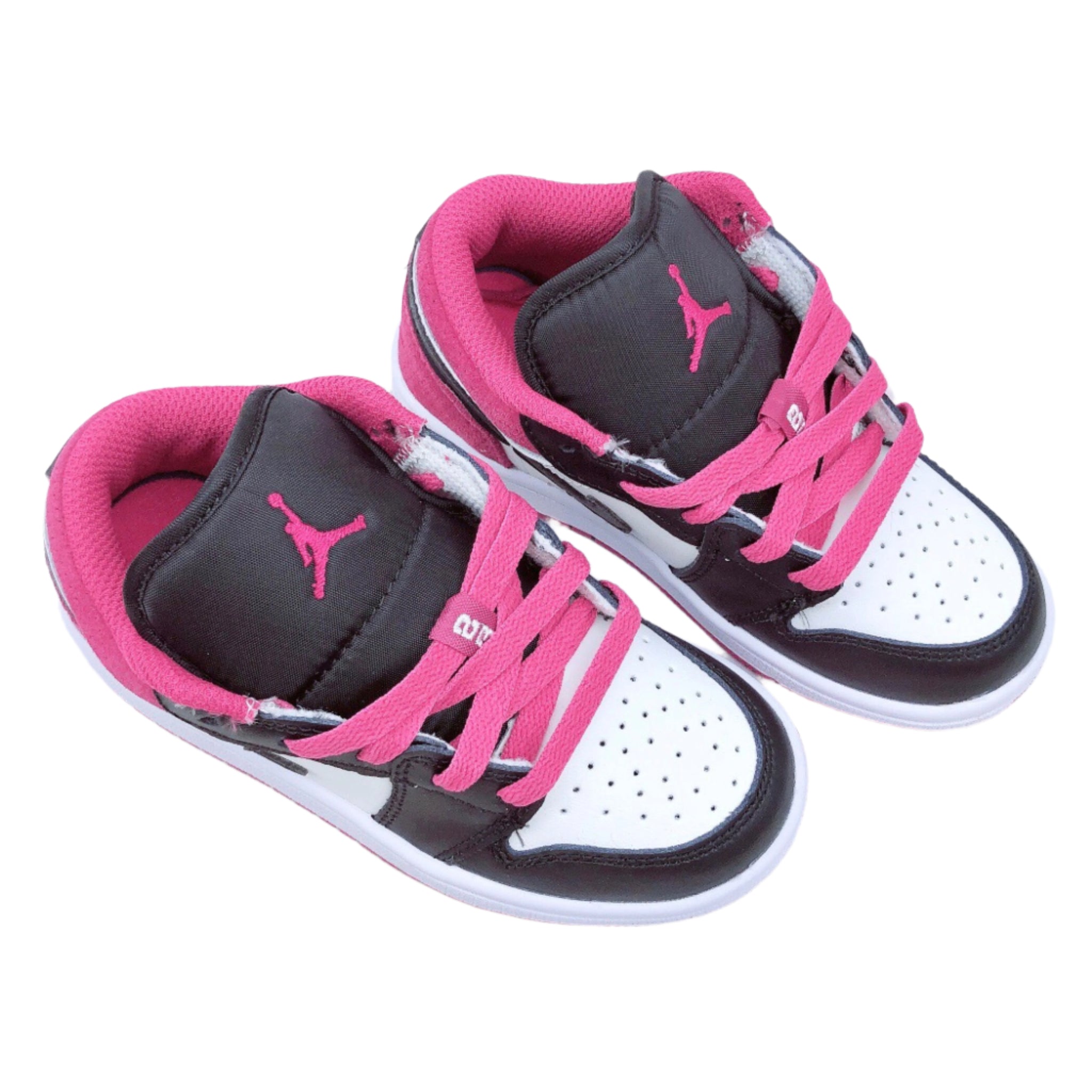 Air Jordan 1 low Top Elastic Buckle Kids Black Dark Pink | אייר ג'ורדן ילדים