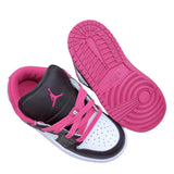 Air Jordan 1 low Top Elastic Buckle Kids Black Dark Pink | אייר ג'ורדן ילדים