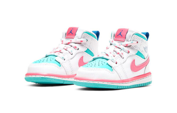 Air Jordan 1 Mid Kids White Pink Green Soar | אייר ג'ורדן ילדים
