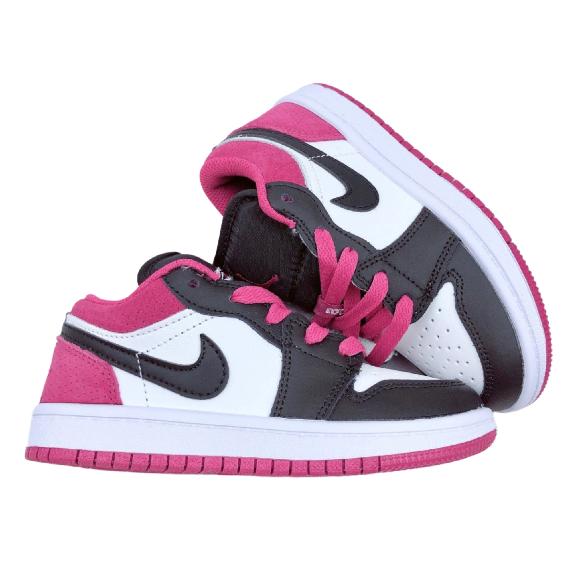 Air Jordan 1 low Top Elastic Buckle Kids Black Dark Pink | אייר ג'ורדן ילדים