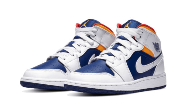 Air Jordan 1 Mid White Laser Orange Deep Royal Blue | ג'ורדן 1 מיד