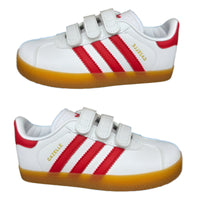 Adidas Dexter II Pig Eight Leather Velcro Kids Sneakers White Red | אדידס ג'זל ילדים