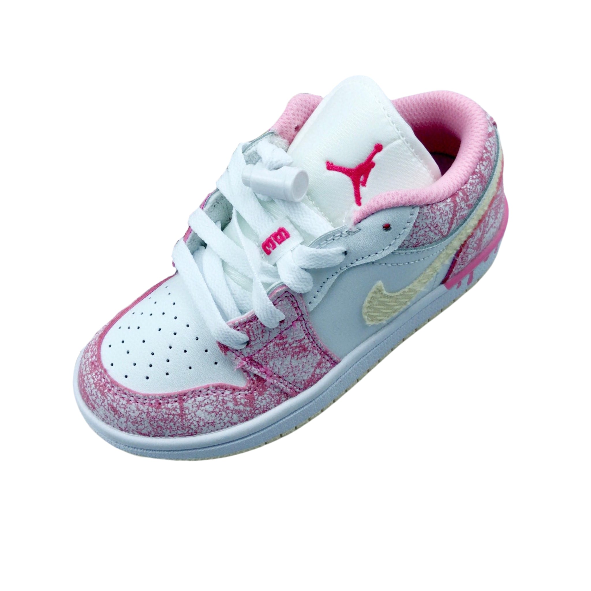 Air Jordan 1 low Top Elastic Buckle Kids White Pink | אייר ג'ורדן ילדים