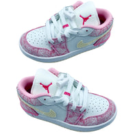 Air Jordan 1 low Top Elastic Buckle Kids White Pink | אייר ג'ורדן ילדים