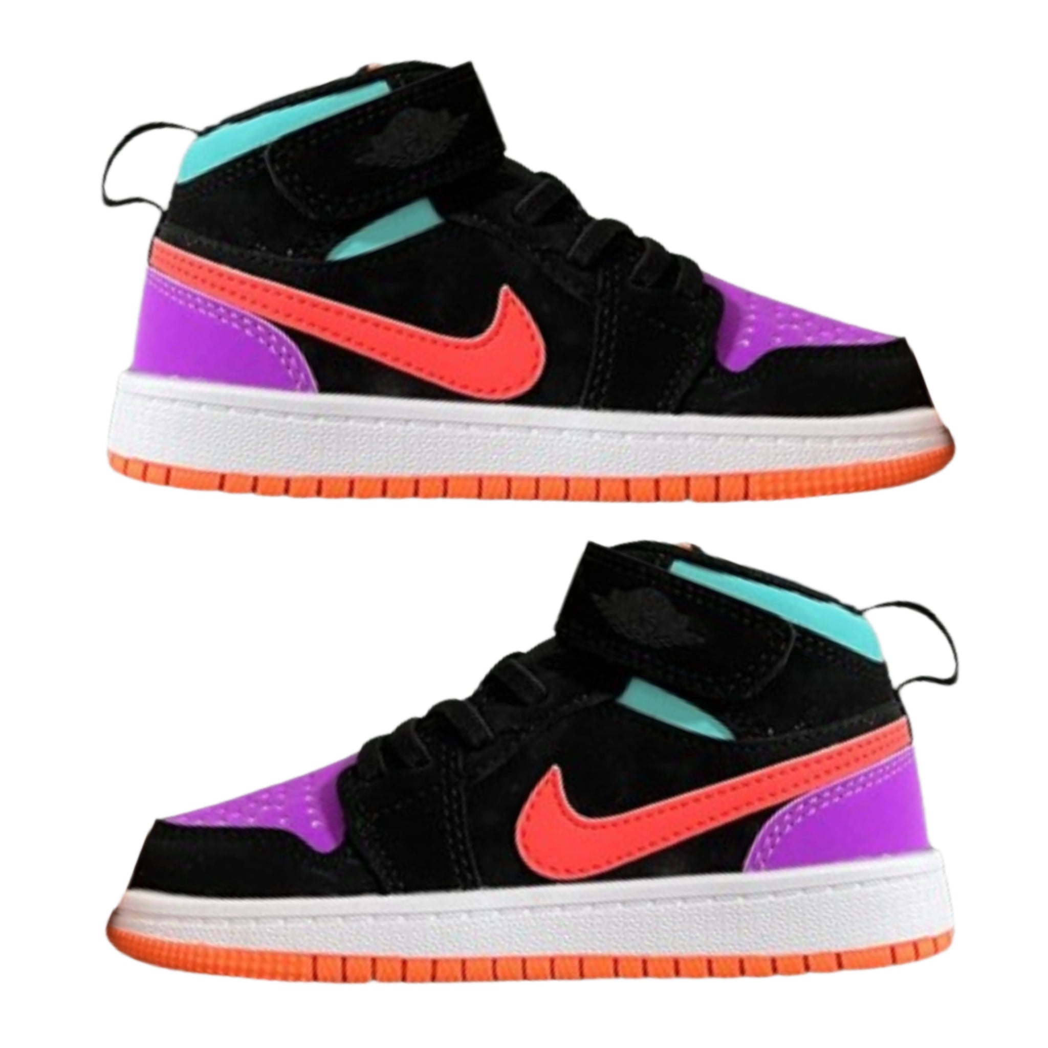 Air Jordan 1 High Top Velcro Kids Black Purple | אייר ג'ורדן ילדים